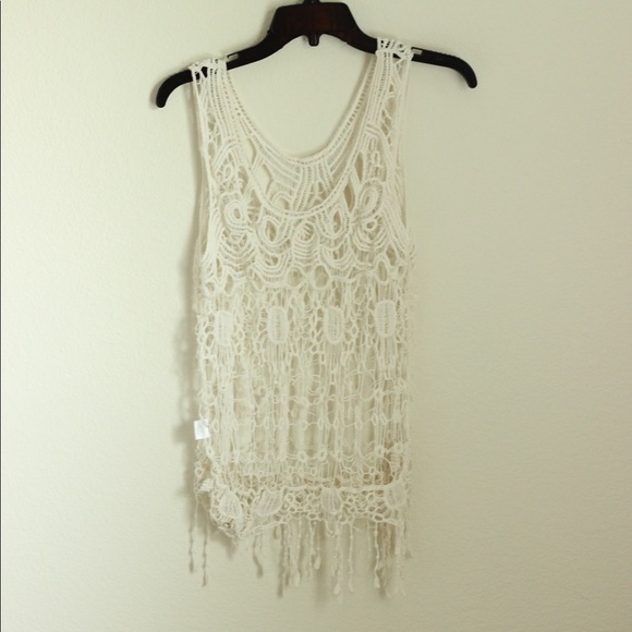 White crochet tank top/cover up - Picture 3 of 3